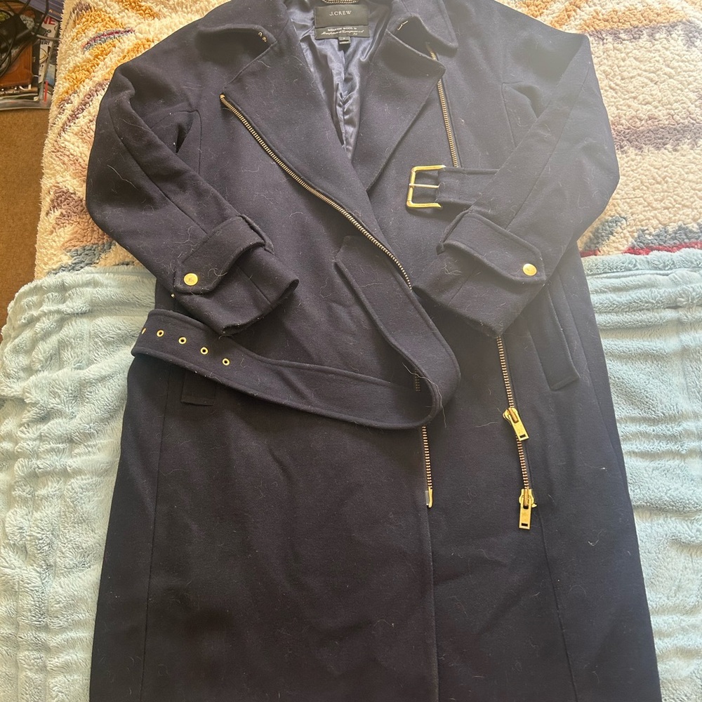 J. Crew Navy Pea Coat with Gold Accents